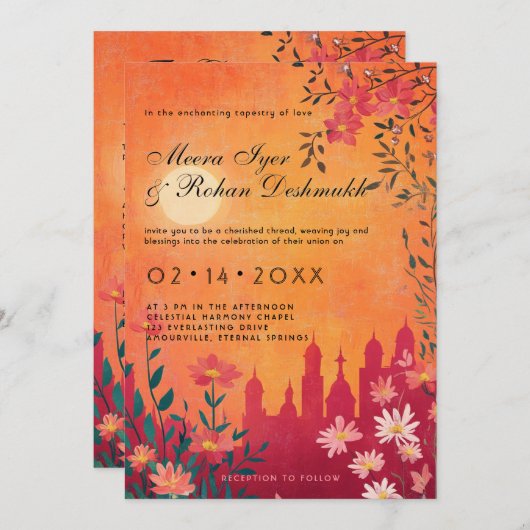 Invitation Mariage Sunset Serenade (Devant / Derrière)