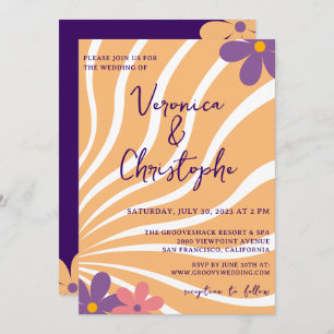 Invitation Mariage super Retro Orange violet