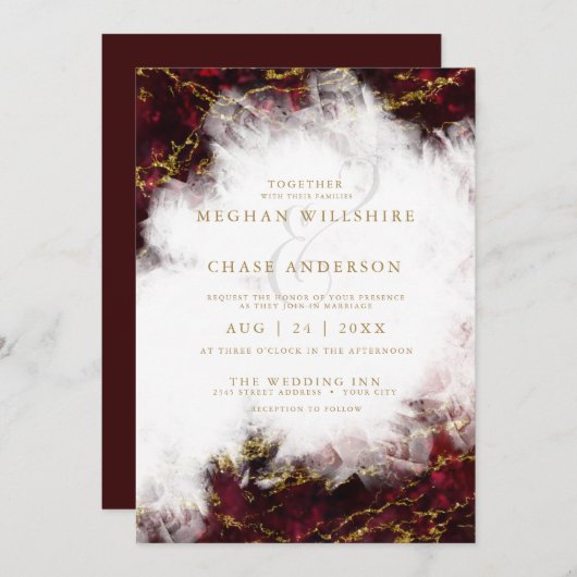 Invitation Mariage | Superbe Géode de cristal Ruby (Devant / Derrière)