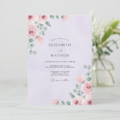 Invitation Mariage Superbe Rose Lavande (Debout devant)