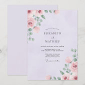 Invitation Mariage Superbe Rose Lavande (Devant / Derrière)