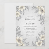 Invitation Mariage sur ardoise d'argent de vigne (Devant / Derrière)