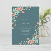 Invitation Mariage sur ardoise de vigne corail (Debout devant)