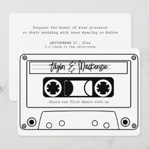 Invitation Mariage sur cassette audio de style rétro des anné