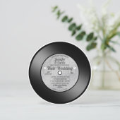Invitation Mariage sur disque vinyle rétro (Debout devant)