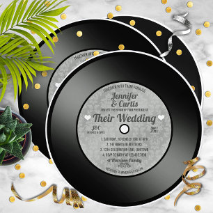 Invitation Mariage sur disque vinyle rétro