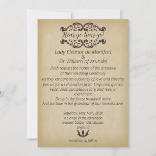 Invitation Mariage sur faux parchemin de la joie médiévale
