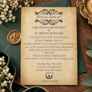 Invitation Mariage sur faux parchemin de la joie médiévale