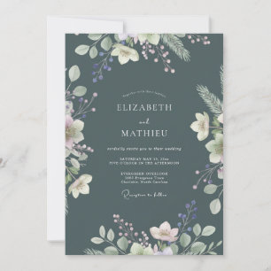 Invitation Mariage sur fond d'ardoise ivoire et vigne