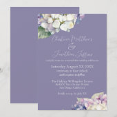 Invitation Mariage sur fond de Lavande avec Hortensias Violet (Devant / Derrière)