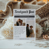 Invitation Mariage sur journal moderne noir et blanc
