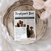 Invitation Mariage sur journal moderne noir et blanc