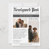 Invitation Mariage sur journal moderne noir et blanc (Devant)