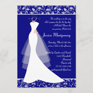 Invitation Mariage sur la Fête de l'mariée bleue royale Invit