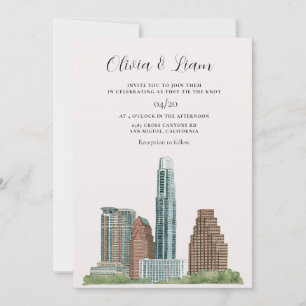 Invitation Mariage sur la ligne d'horizon d'Austin Texas