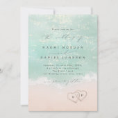 Invitation Mariage sur la plage à Modern Script coeurs dans l (Devant)