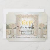 Invitation Mariage sur la plage Arche Fleurs Roses RSVP (Devant)