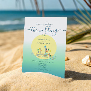 Invitation Mariage sur la plage au coucher de soleil tropical