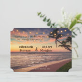 Invitation Mariage sur la plage au coucher du soleil, Palmier (Debout devant)