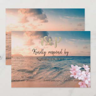 Invitation Mariage sur la plage au coucher du soleil, Plumeri