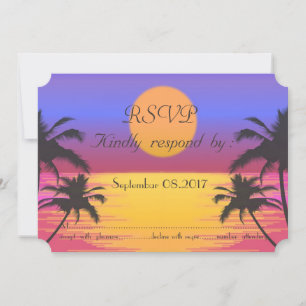 Invitation Mariage sur la plage au coucher du soleil RSVP