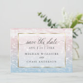 Invitation Mariage sur la plage aux eaux scintillantes rose  (Debout devant)