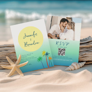 Invitation Mariage sur la Plage aux Palmiers Tropicaux