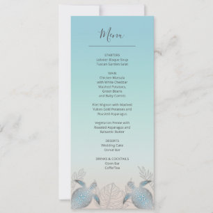 Invitation Mariage sur la plage aux tortues marines argentées