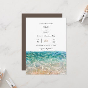 Invitation Mariage sur la plage aux vagues de l'océan tropica
