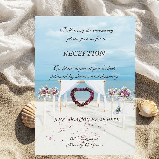 Invitation Mariage sur la plage avec arche florale de récepti