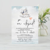 Invitation Mariage sur la plage avec des mouettes à l'aquarel (Debout devant)