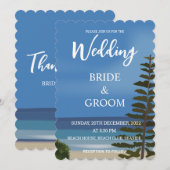 Invitation Mariage sur la plage avec pin maritime (Devant / Derrière)