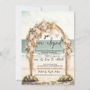 Invitation Mariage sur la plage avec tonnelle Roses Mariage e