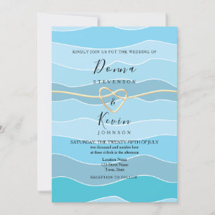 Invitation Mariage sur la plage avec vagues de l'océan bleu B