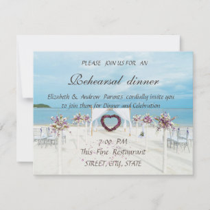 Invitation Mariage sur la Plage, Berceau Floral, Dîner de Rép