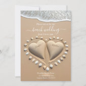 Invitation Mariage sur la Plage-Coeurs de Sable (Devant)