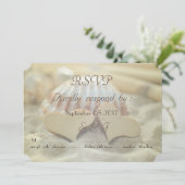 Invitation Mariage sur la Plage,Coquillage,Coeurs en Bois R (Debout devant)