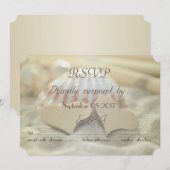 Invitation Mariage sur la Plage,Coquillage,Cœurs en Bois   RS (Devant / Derrière)