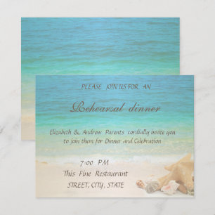 Invitation Mariage sur la Plage Coquillages Dîner de Répétit