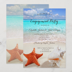 Invitation Mariage sur la Plage Coquillages Fiançailles