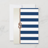 Invitation Mariage sur la Plage Corde Navy,Réception Rayée (Dos)