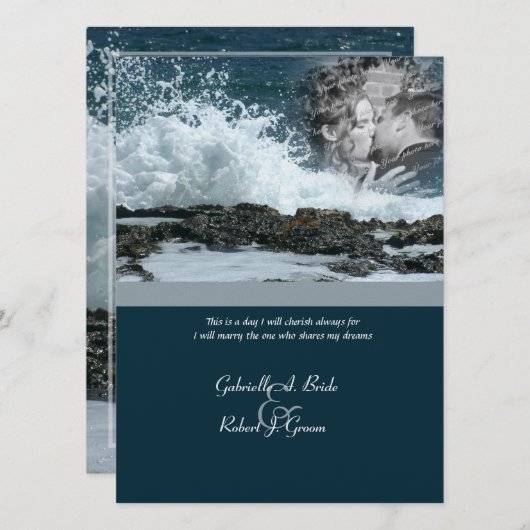 Invitation Mariage sur la plage côtière (Devant / Derrière)