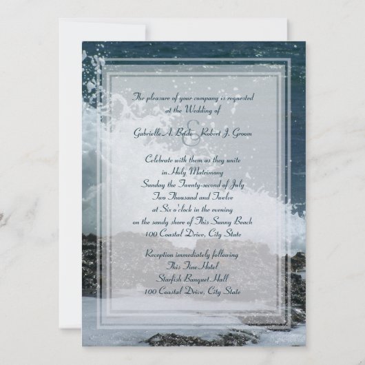 Invitation Mariage sur la plage côtière (Dos)