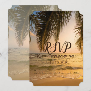 Invitation Mariage sur la plage,Coucher de soleil sur les pal