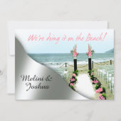 Invitation Mariage sur la plage d'argent rose Aisle (Devant)