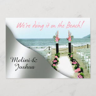 Invitation Mariage sur la plage d'argent rose Aisle