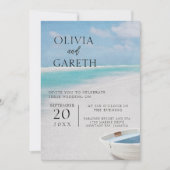 Invitation mariage sur la plage de couleur de l'eau (Devant)