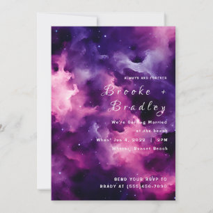 Invitation Mariage sur la plage de la nébuleuse pourpre