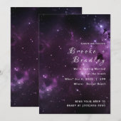Invitation Mariage sur la plage de la nébuleuse violet foncé (Devant / Derrière)