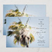Invitation Mariage sur la plage de l'île tropicale au palmier (Devant / Derrière)